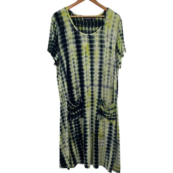 Nina Leonard Dresses & Skirts - Nina Leonard Scoop Neck Tie-dye Print T-Shirt Dress Pockets Rayon Comfy Size 3X